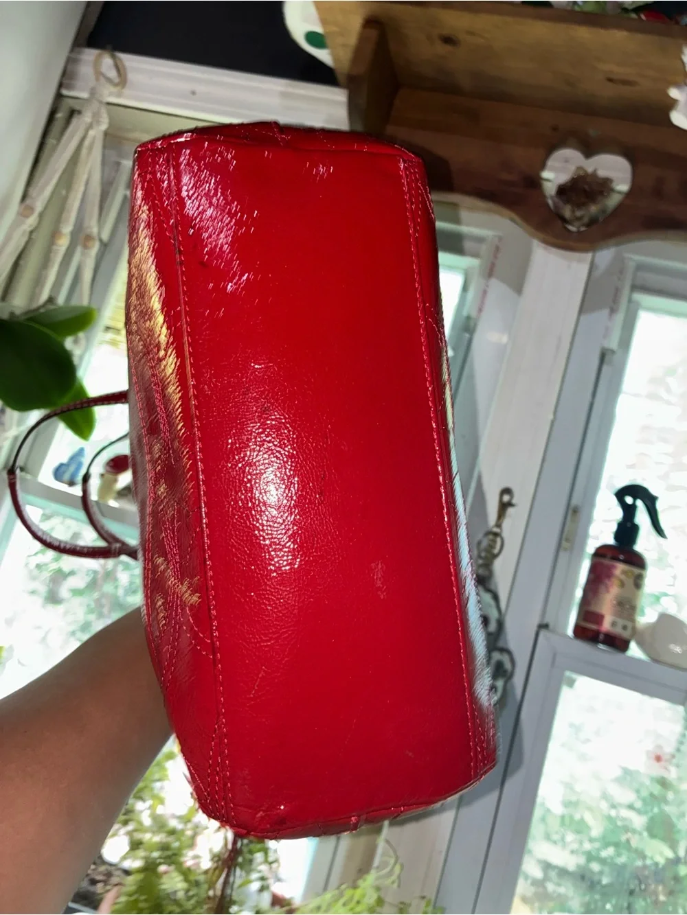 Coach Red Signature Embossed Leather Tote